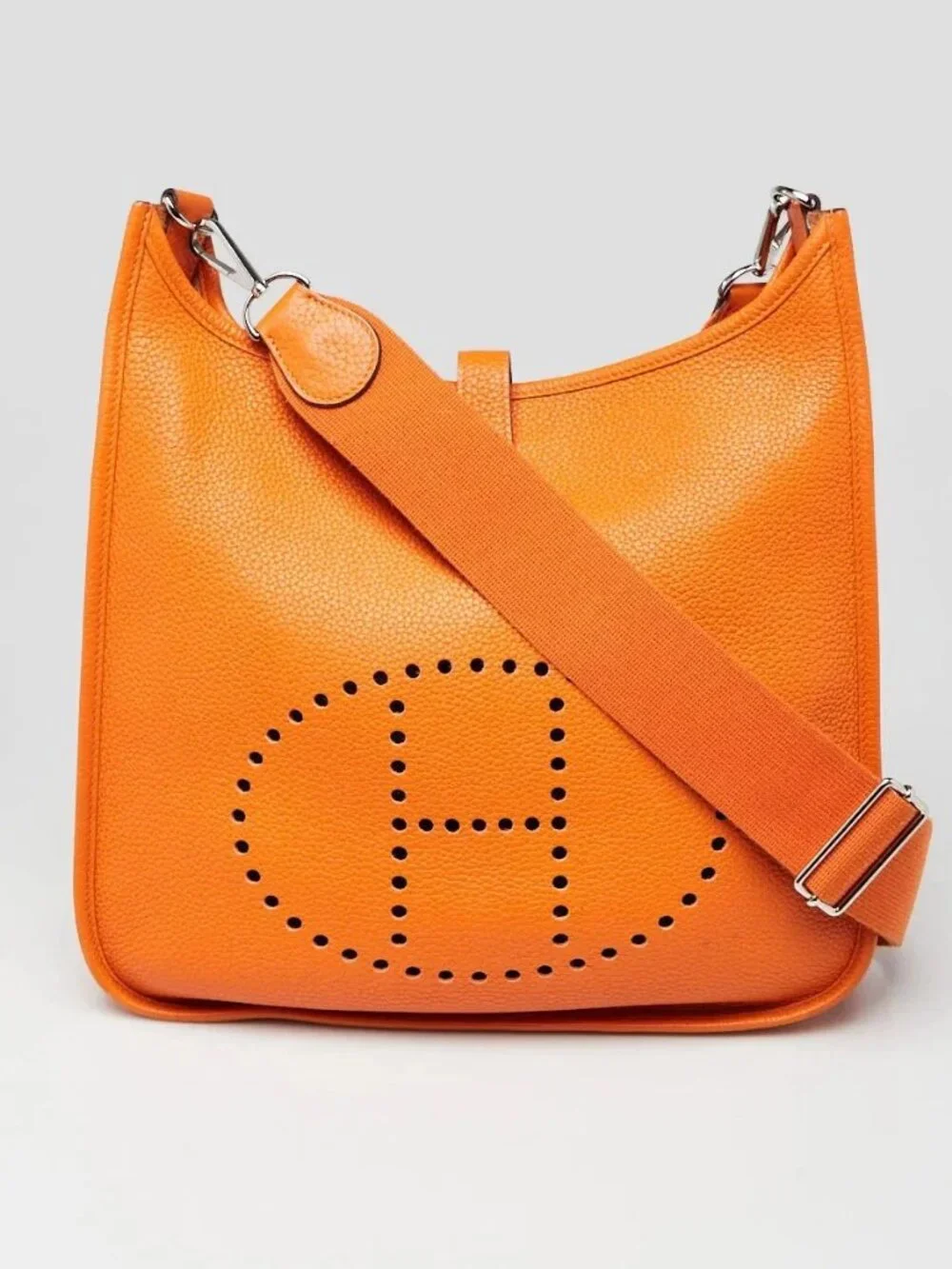Hermes Orange Clemence Leather Evelyne GM III Bag